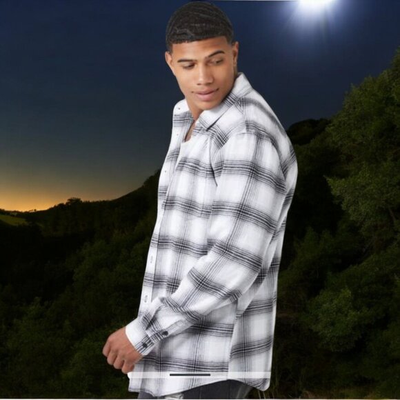 NEW!!! FOREVER 21 MEN PLAID FLANNEL SHIRT LONG SLEEVES - SIZE XXL - Picture 4 of 5